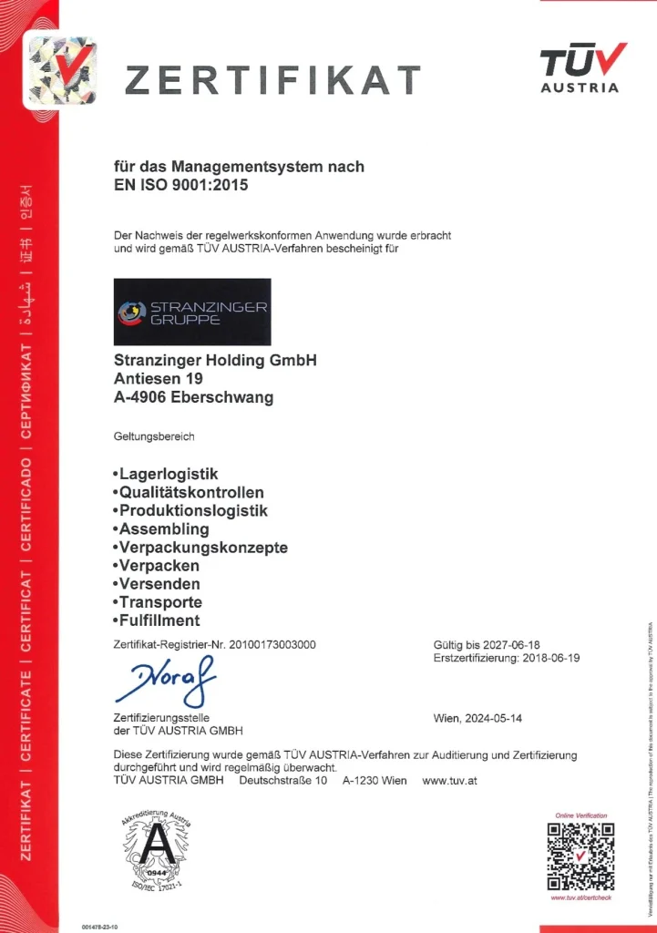 ISO Zertifikat